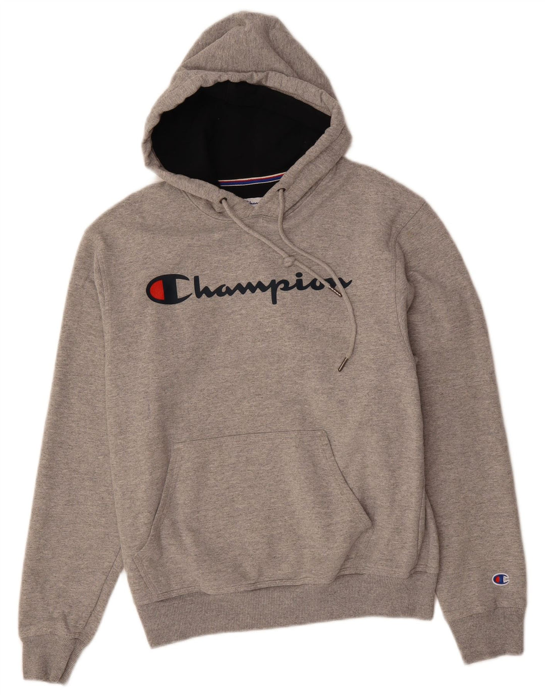 CHAMPION Mens Graphic Hoodie Jumper Small Grey Cotton