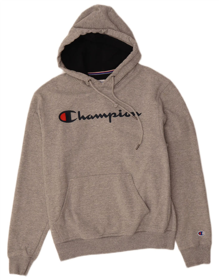 CHAMPION Mens Graphic Hoodie Jumper Small Grey Cotton
