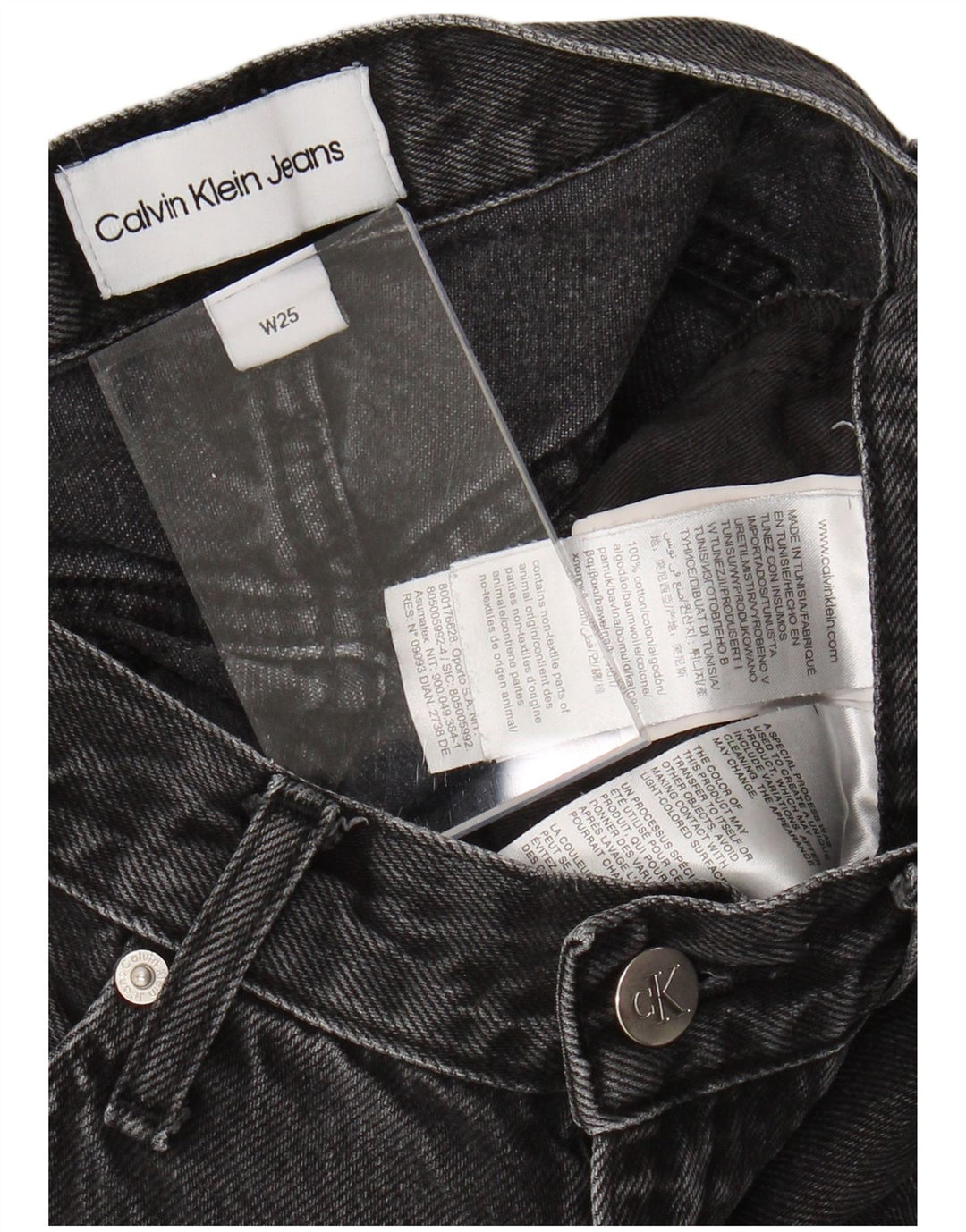 CALVIN KLEIN Damskie jeansy slim W25 L27 Czarne bawełniane