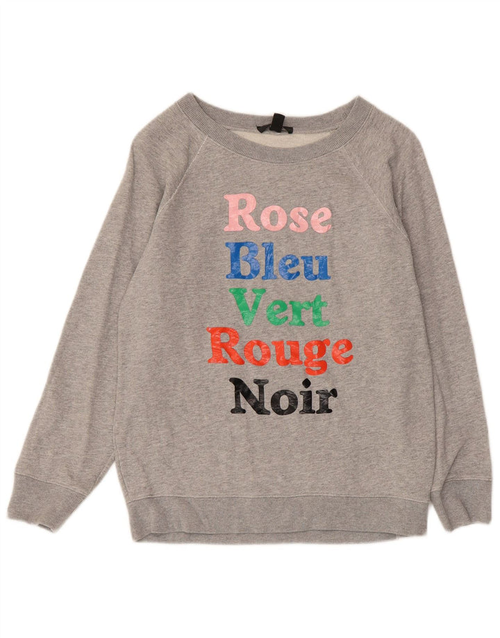 Damska bluza z grafiką J. CREW, UK 10, mała, szara, bawełniana