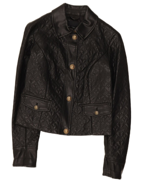 Damska kurtka Guess Crop ze sztucznej skóry US 2 XS, czarna, polietylen