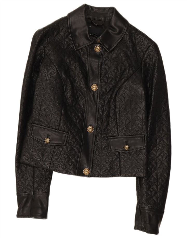 Damska kurtka Guess Crop ze sztucznej skóry US 2 XS, czarna, polietylen