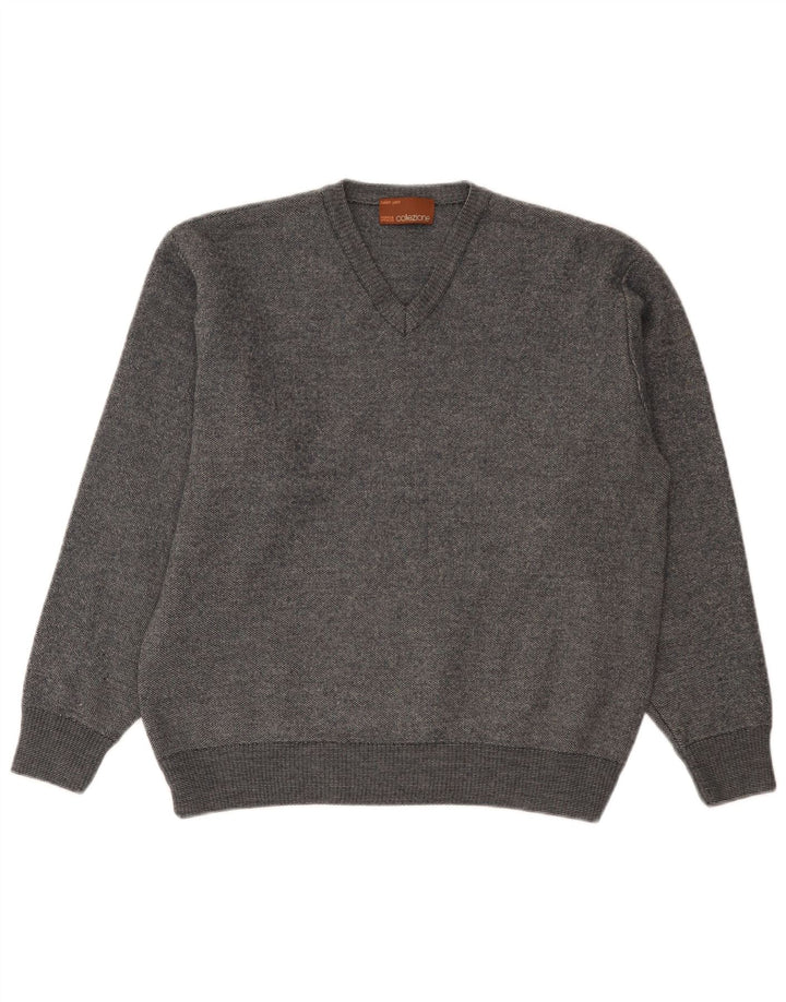 Marks & Spencer Damski sweter z dekoltem w kształcie litery V, UK 16, duży, szary, nakrapiany