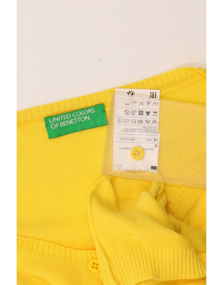 Sweter damski Benetton UK 12, średni żółty, bawełniany