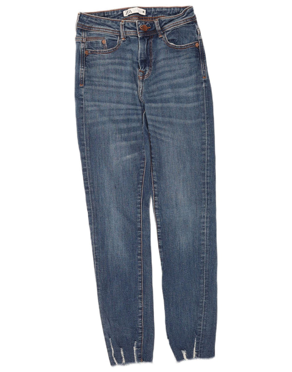 Damskie dżinsy rurki Zara w trudnej sytuacji EU 34 2XS W24 L28 Niebieskie