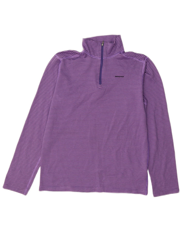 Patagonia Girls Pullover Tracksuit Top 13-14 Years XL Purple Pinstripe