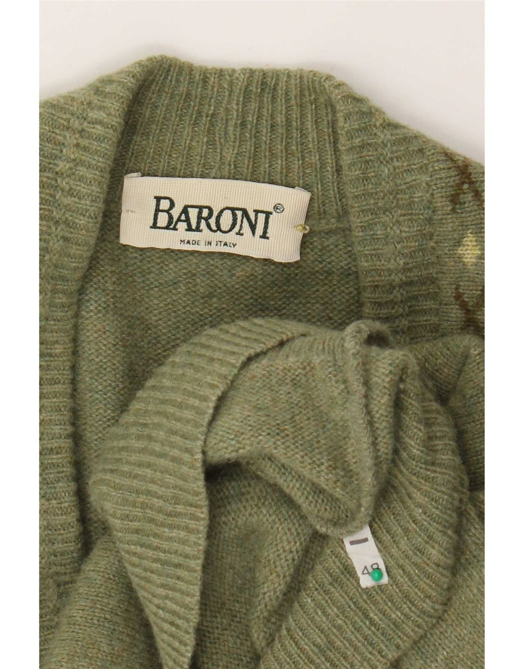 Męski sweter rozpinany Baroni IT 48 Średni zielony Argyle/Diament
