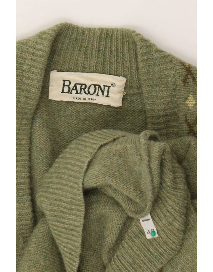 Męski sweter rozpinany Baroni IT 48 Średni zielony Argyle/Diament
