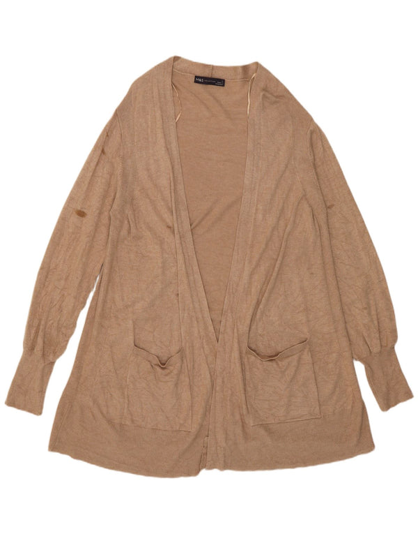 Sweter damski Marks & Spencer Longline Open Cardigan UK 16, duży, beżowy