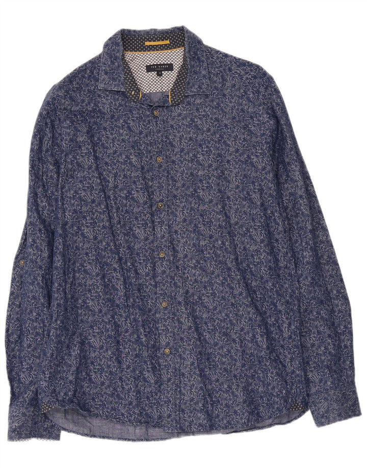 Koszula męska TED BAKER, rozmiar 4, duża, granatowa, bawełniana w kwiaty