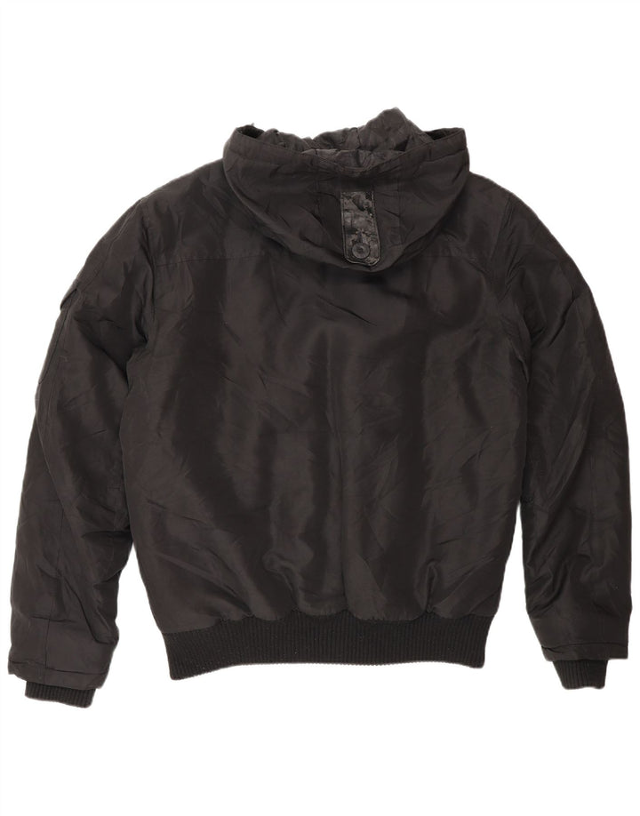 Męska kurtka bomberka z kapturem Jack & Jones UK 36, mała, czarna, poliamidowa