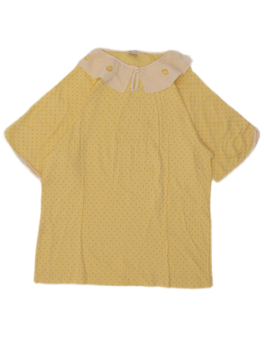 Bluzka damska Vintage Top US 4, mała, żółta bawełna w cętki