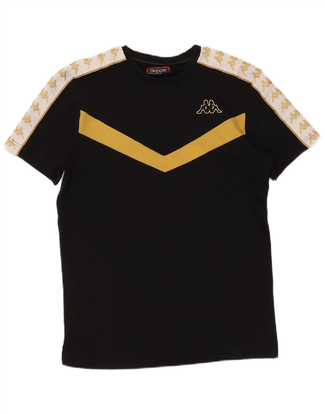 Męska koszulka z grafiką KAPPA, bawełniana, średnia czarna, z blokami kolorów