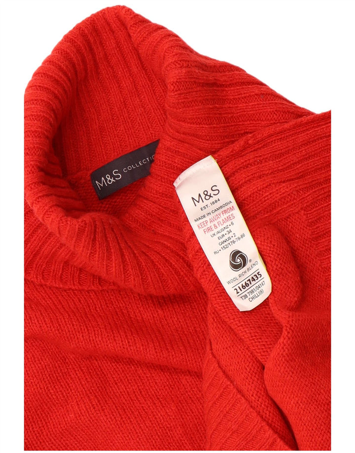 Marks & Spencer Damski sweter z golfem UK 6 XS, czerwona wełna