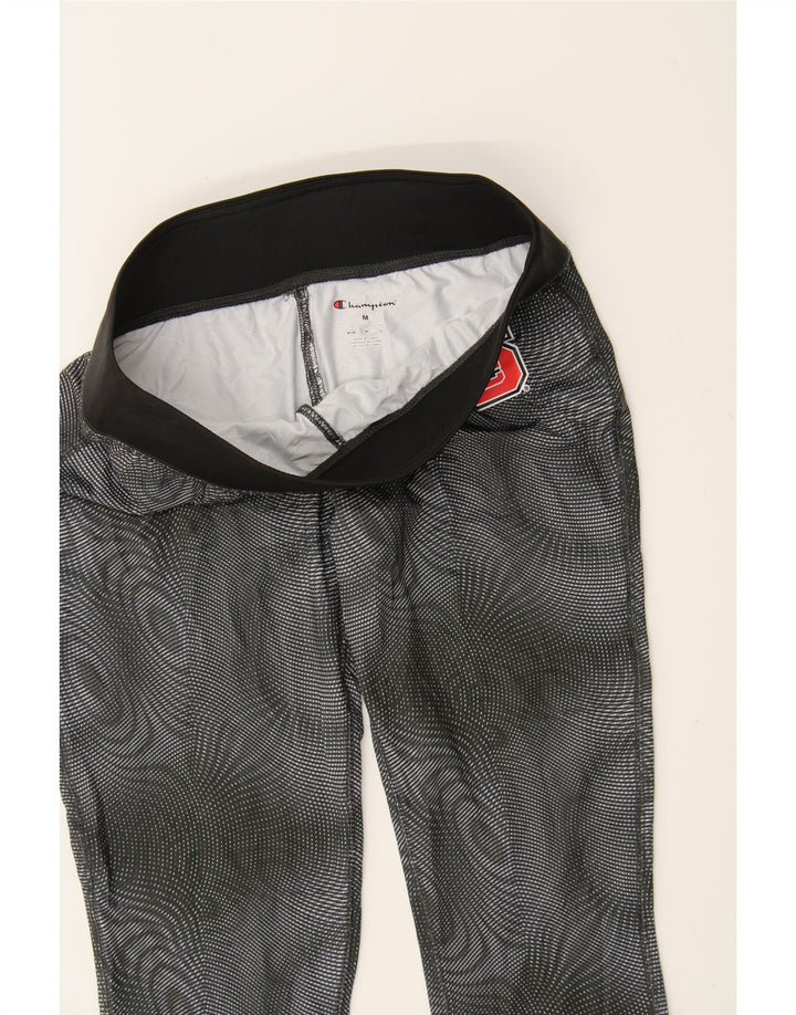 CHAMPION Womens Graphic Capri Leggings UK 12 Medium  Black Spotted Vintage Champion and Second-Hand Champion from Messina Hembry 