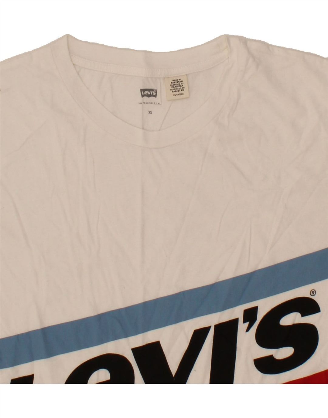 LEVI'S Mens Graphic T-Shirt Top XS White Cotton Vintage Levi's and Second-Hand Levi's from Messina Hembry 