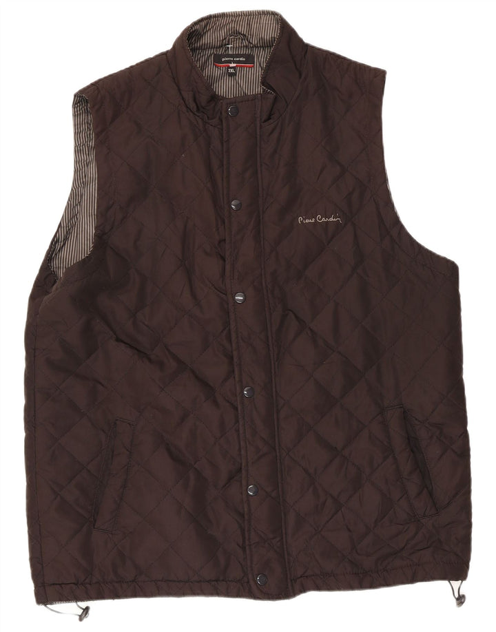 Męska pikowana kamizelka Pierre Cardin UK 44 2XL Brązowa Poliester
