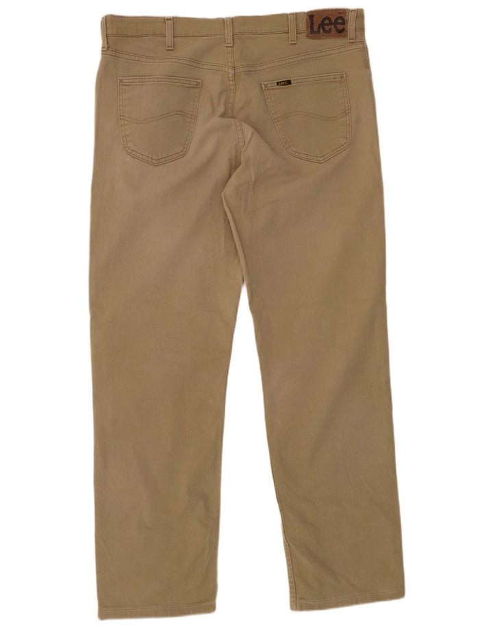 Męskie spodnie codzienne LEE Brooklyn Straight W38 L31 Khaki, bawełna