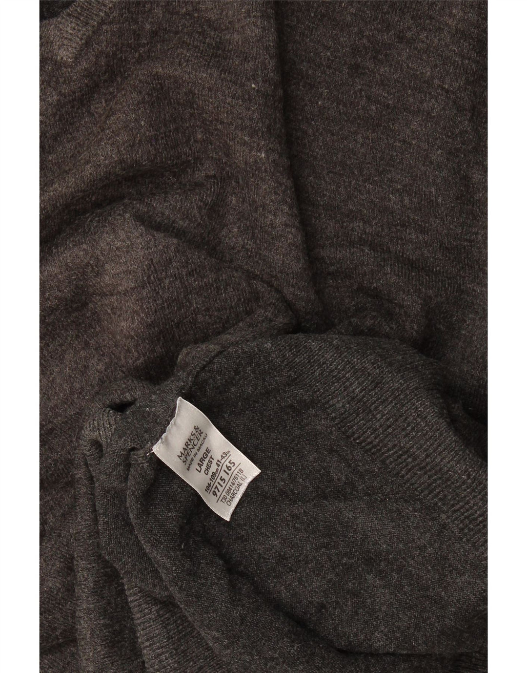 Marks & Spencer Męski sweter z dekoltem w kształcie litery V, duży, szary, akrylowy