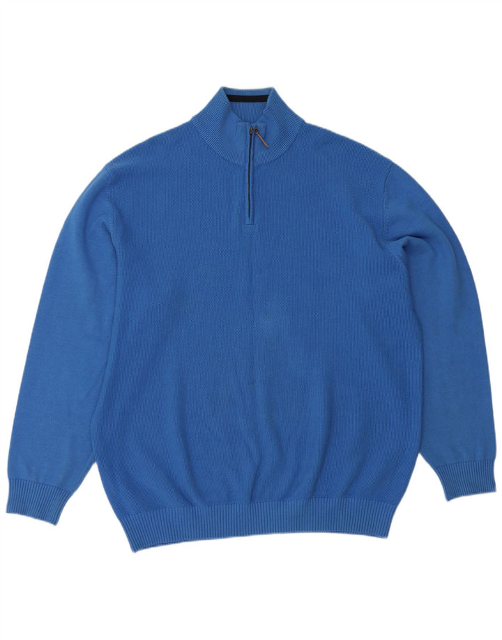 Męski sweter z zamkiem błyskawicznym Paco, 2XL, niebieska bawełna