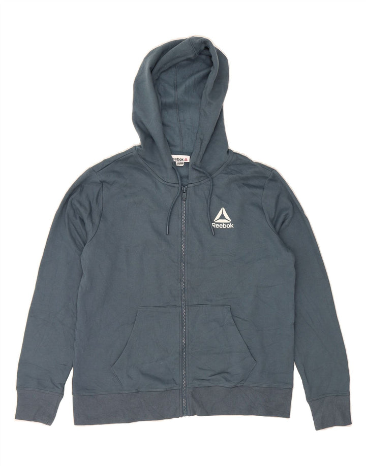 REEBOK Mens Zip Hoodie Sweater Medium Blue Vintage Reebok and Second-Hand Reebok from Messina Hembry 