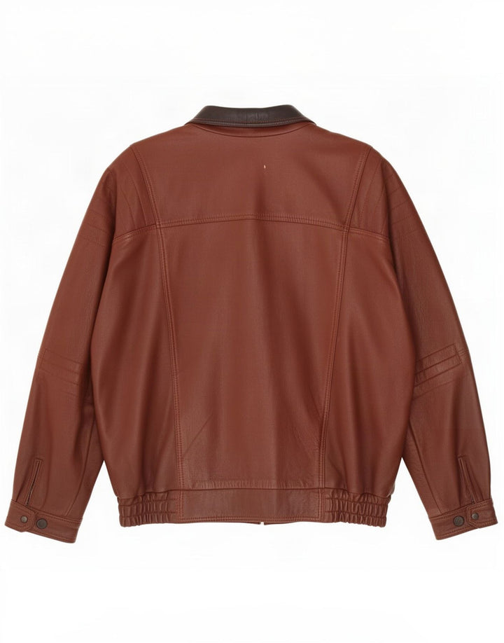 Vintage męska kurtka skórzana bomber UK 40 duża brązowa