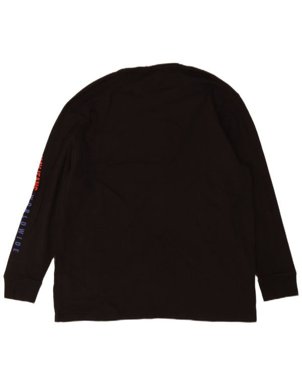 Męski top graficzny Tommy Hilfiger z długim rękawem, średnio czarny, bawełniany