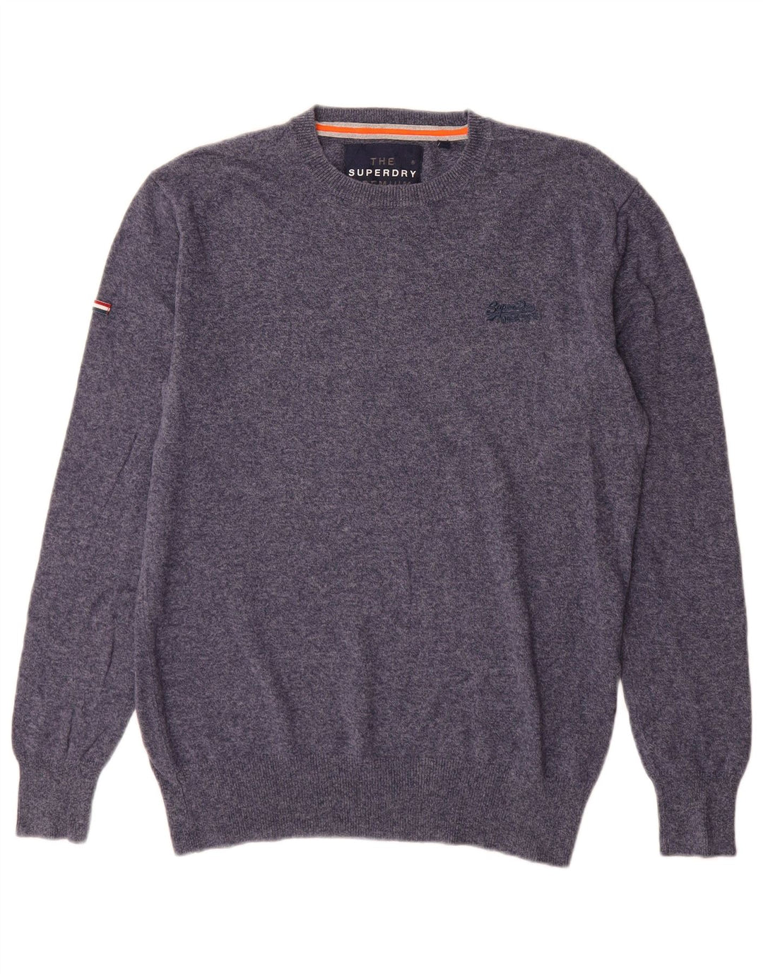 Męski sweter z okrągłym dekoltem Superdry, średni granatowy, bawełniany