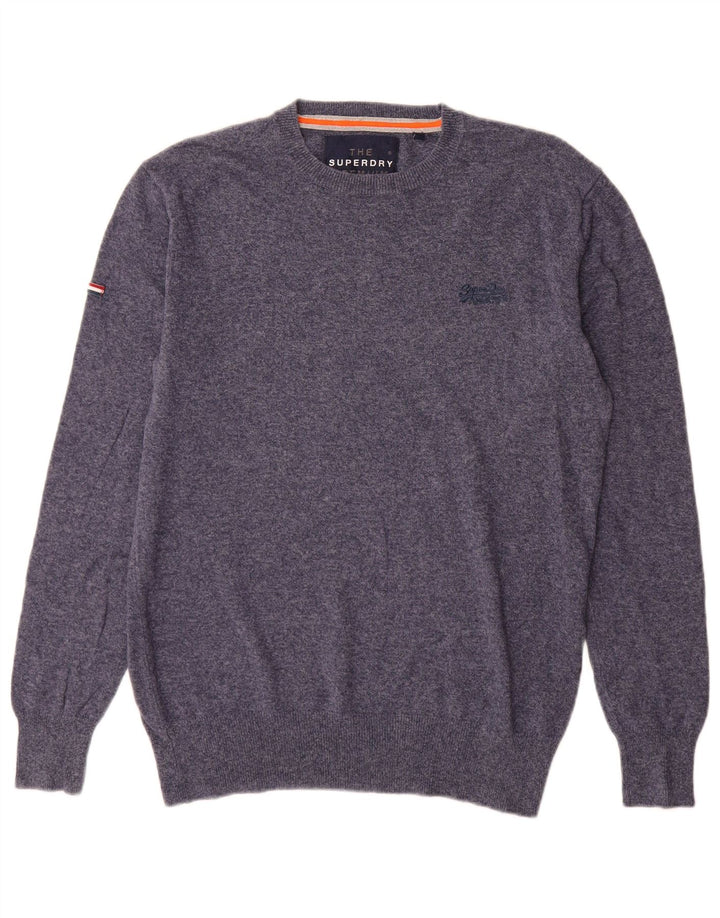 Męski sweter z okrągłym dekoltem Superdry, średni granatowy, bawełniany