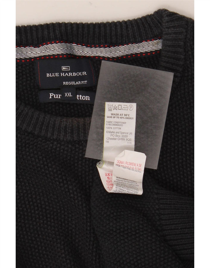 Marks & Spencer Męski sweter z okrągłym dekoltem w kolorze niebieskim, 2XL, granatowy