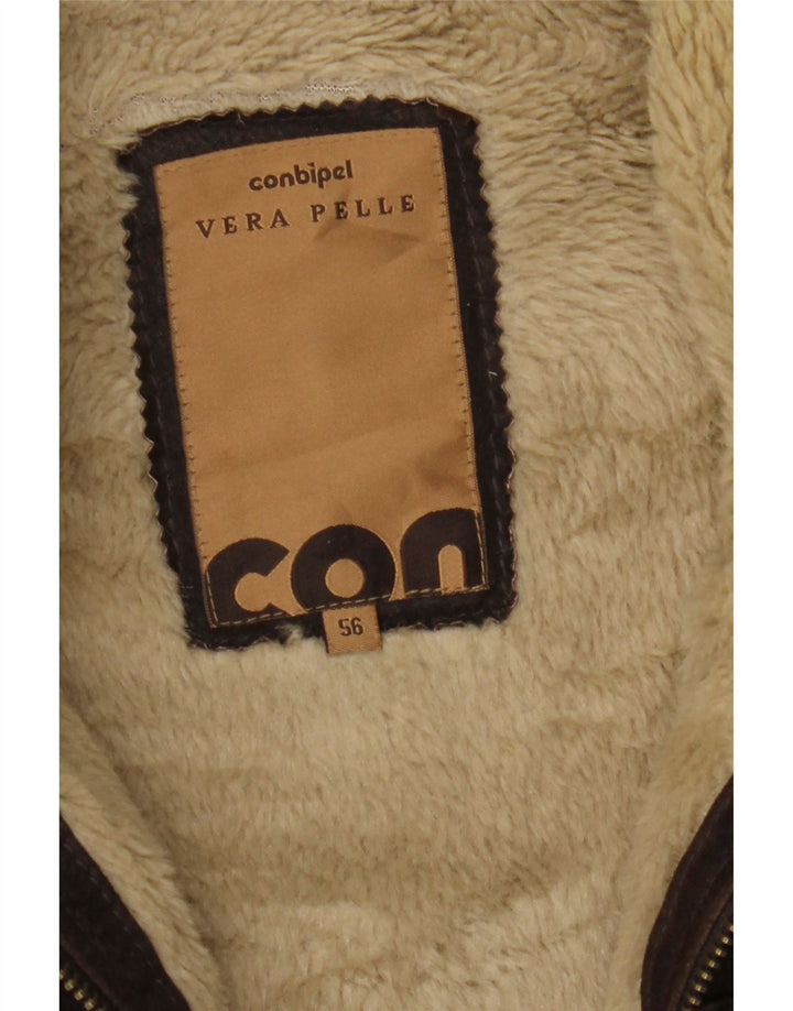 Conbipel Męska kurtka skórzana Sherpa IT 56 2XL Brązowa skóra