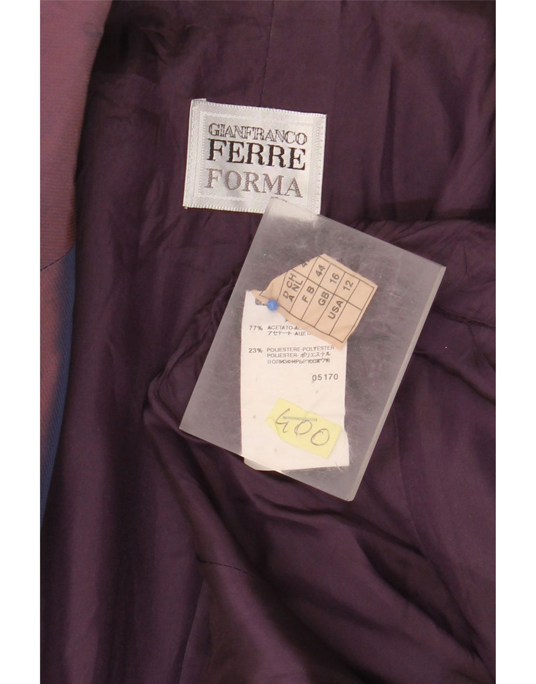 GIANFRANCO FERRE Damska marynarka zapinana na 2 guziki UK 16, duża, fioletowa w kwiaty