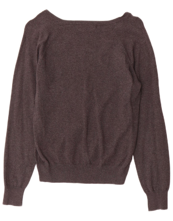 Sweter damski Zara z dekoltem w kształcie litery V, UK 12, średnioszary, bawełniany