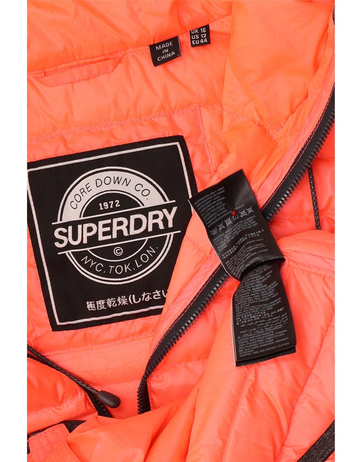 Damska ocieplana kurtka z kapturem Superdry UK 16, duża, różowa, poliester