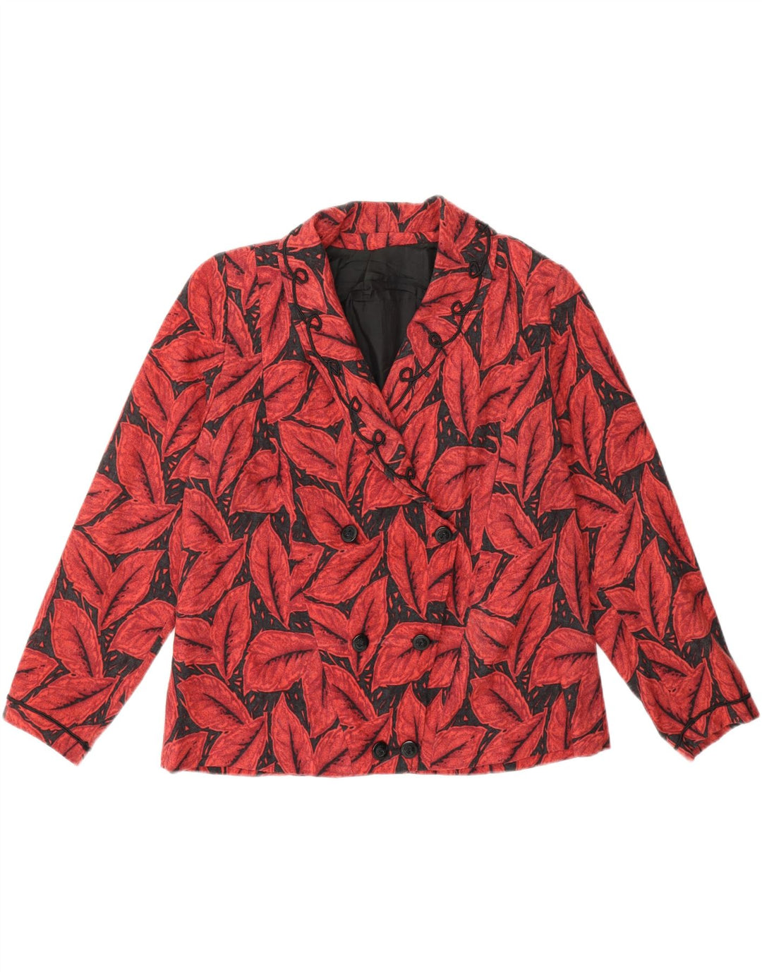VINTAGE Womens 3/4 Sleeve Blazer Jacket UK 14 Medium Red Floral