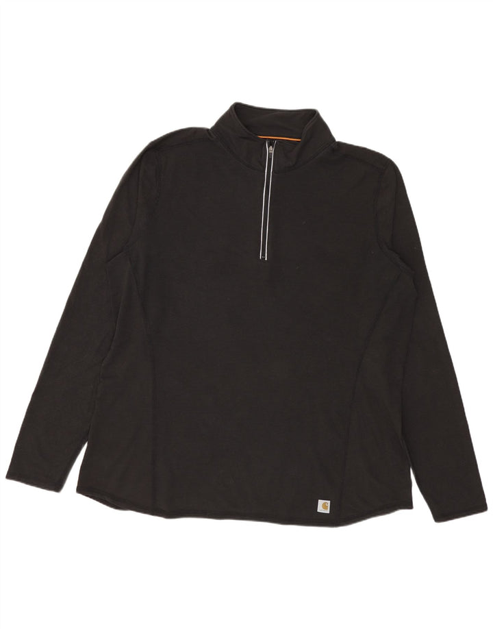 Damska koszulka zapinana na zamek Carhartt, z długim rękawem, US 16/18 XL, czarny poliester