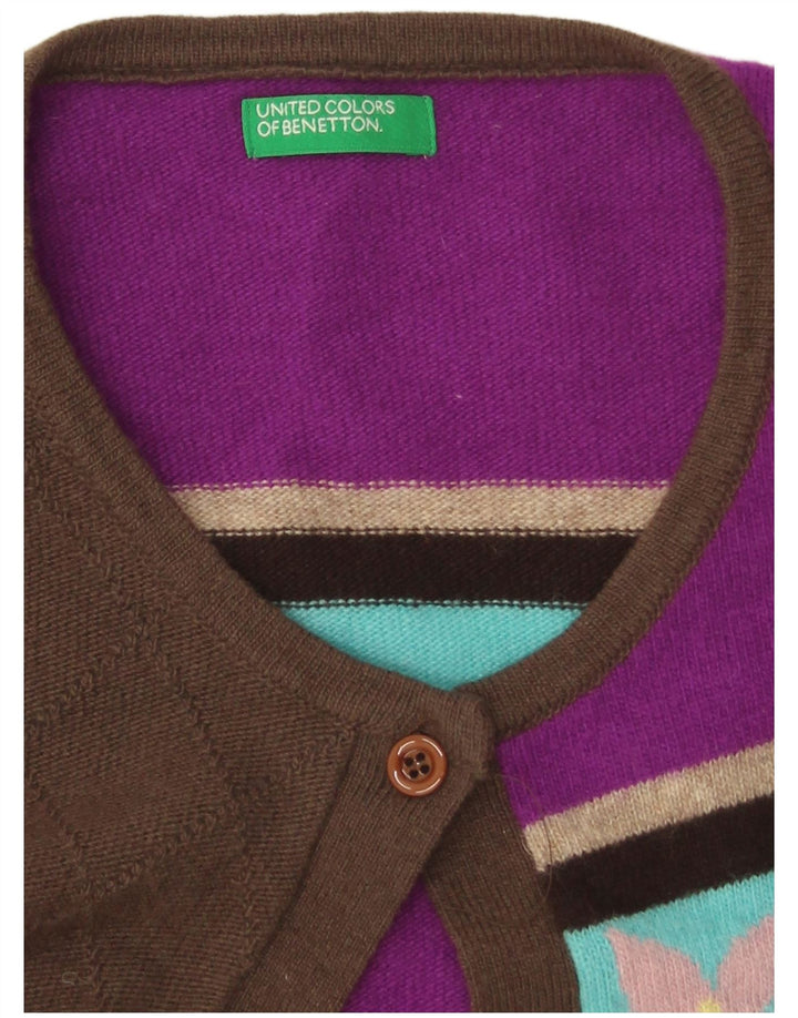 Damski sweter rozpinany Benetton z rękawem 3/4 UK 12, średni, wielokolorowy