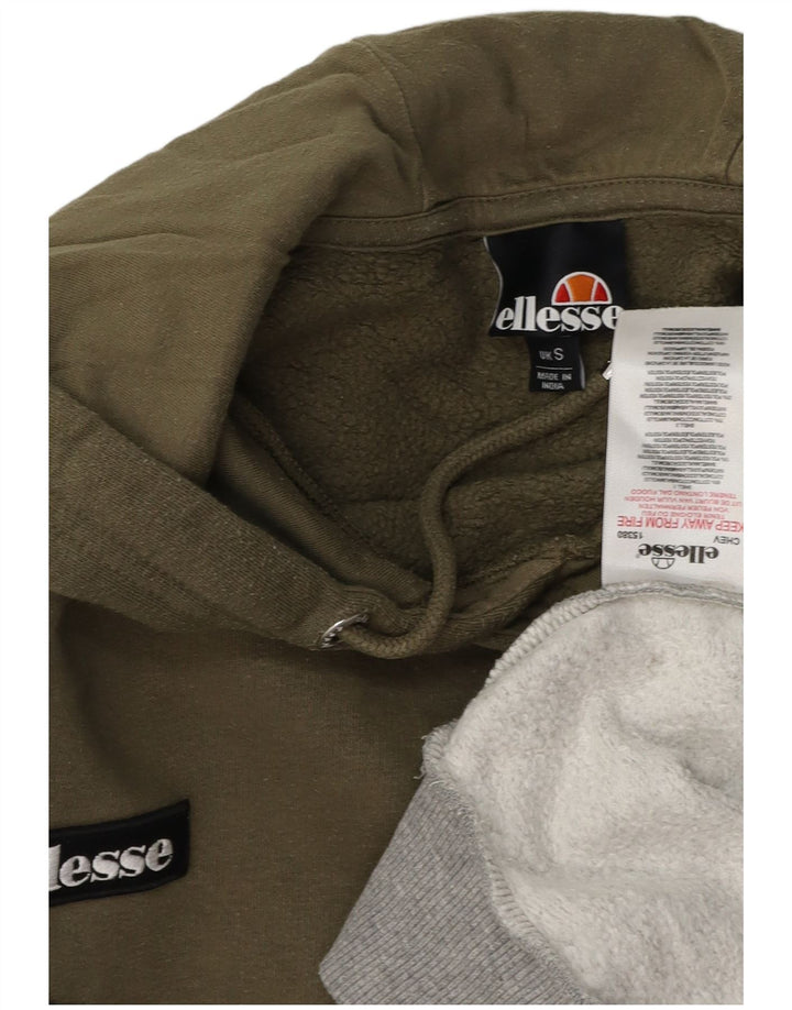 Męski sweter z kapturem i grafiką ELLESSE, mały, bawełniany w kolorze khaki