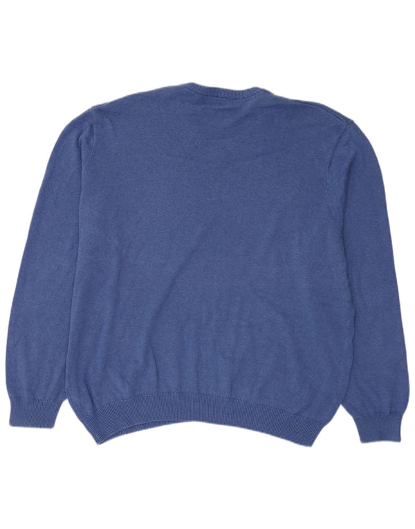 Marks & Spencer Męski sweter z dekoltem w kształcie litery V, 3XL, niebieski, bawełniany