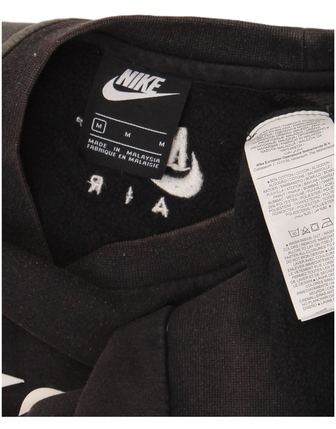 Męski sweter z grafiką Nike, średni czarny, bawełniany