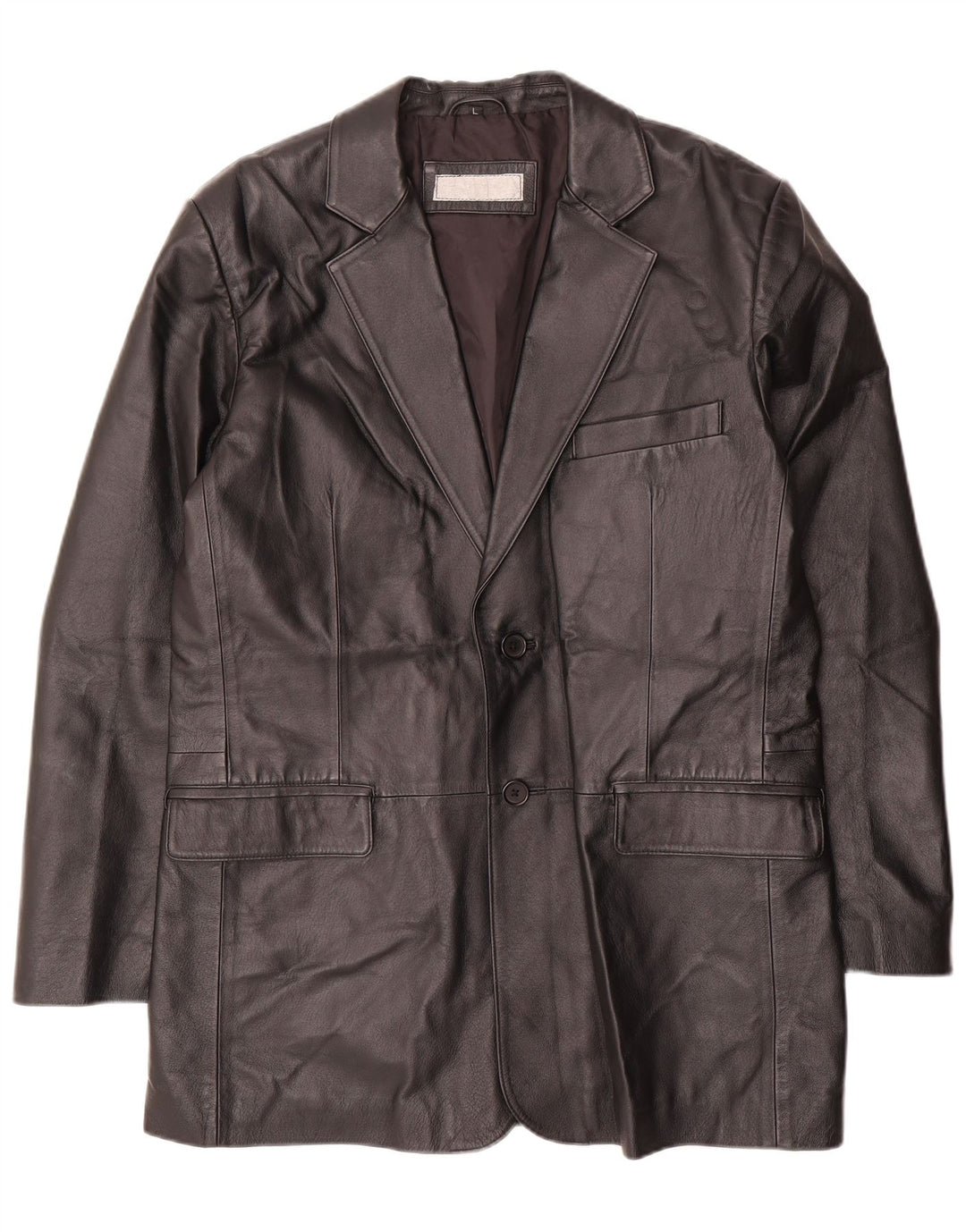 Męska marynarka skórzana zapinana na 2 guziki w stylu vintage, UK 40, duża czarna