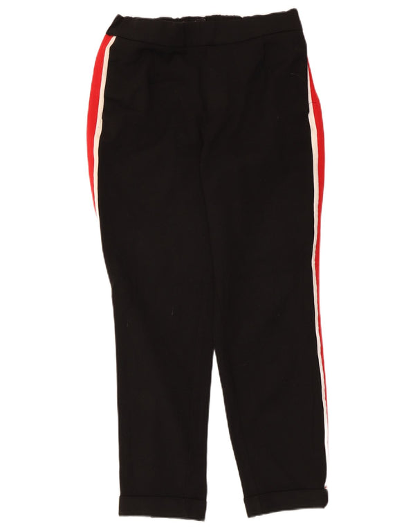 Damskie proste spodnie chino Zara XS W24 L24 Czarny poliester z blokami kolorów