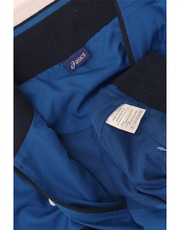 Męska kurtka bomberka Asics UK 42 XL, niebieski poliester z blokami kolorów