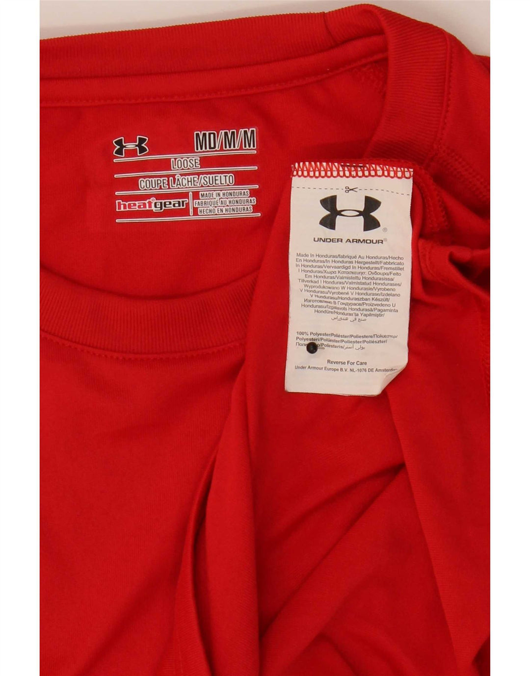 Męska koszulka t-shirt Under Armour Heat Gear, wykonana z poliestru w kolorze średniej czerwieni