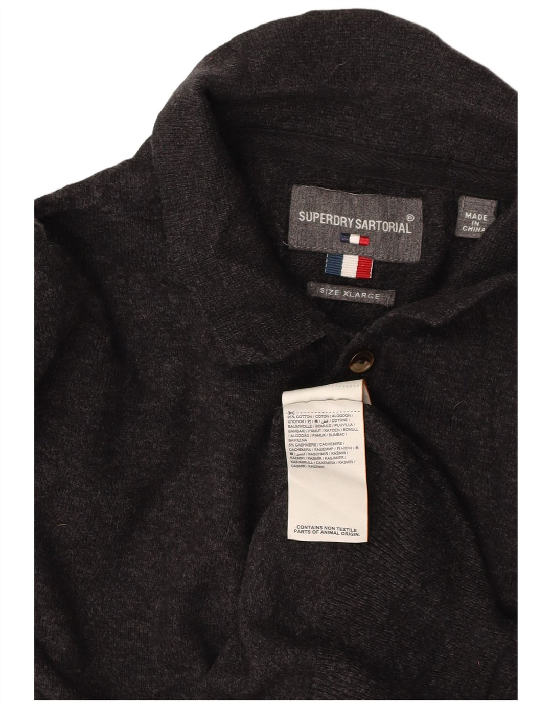 SUPERDRY Męski sweter polo XL, szary, bawełniany