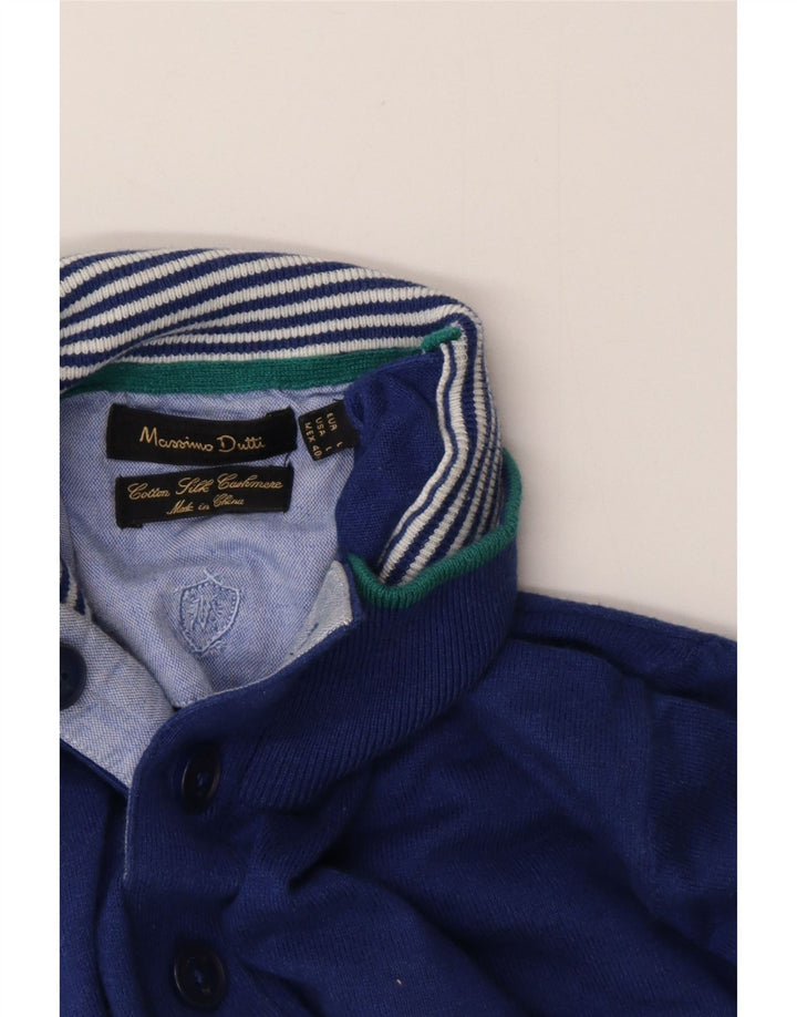 MASSIMO DUTTI Damski sweter zapinany na guziki, UK 16, duży, niebieski, bawełniany