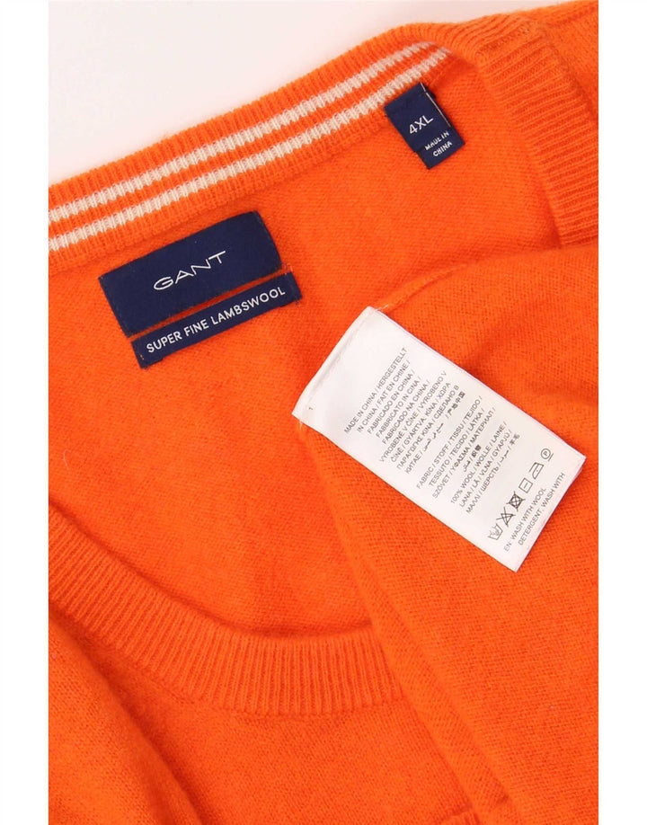 Męski sweter z okrągłym dekoltem Gant 4XL Pomarańczowa wełna owcza