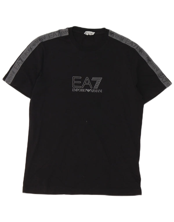 Męska koszulka z grafiką Emporio Armani Top XS, czarna, bawełniana w bloki kolorów