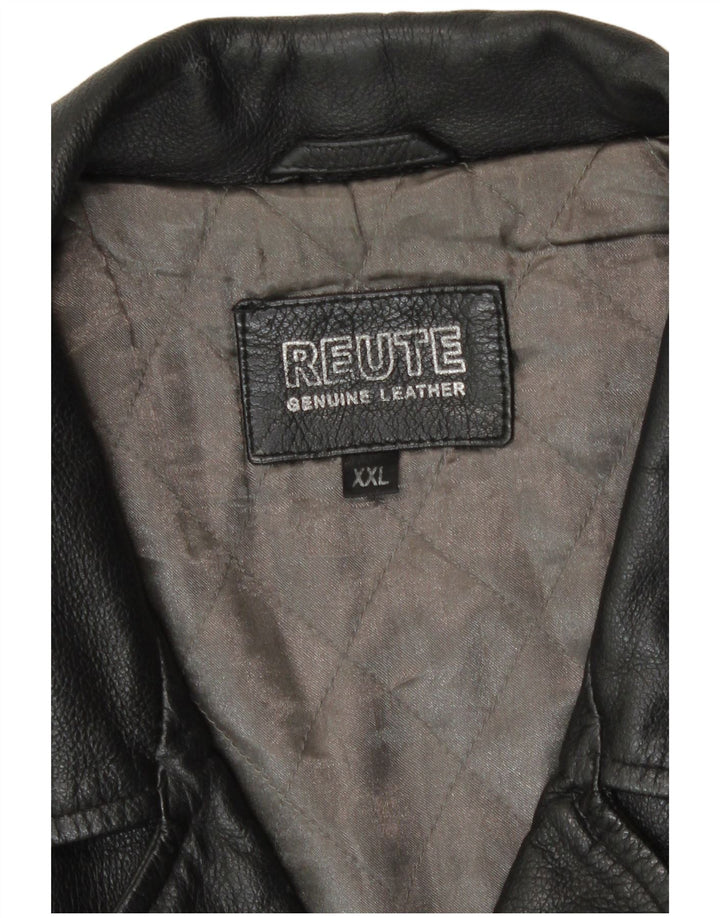 Vintage męska skórzana kurtka UK 44 2XL czarna skóra