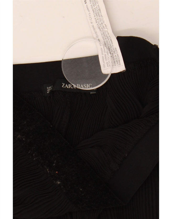 Spodnie damskie Zara Flare, plisowane, małe, W27 L23, czarne, poliestrowe